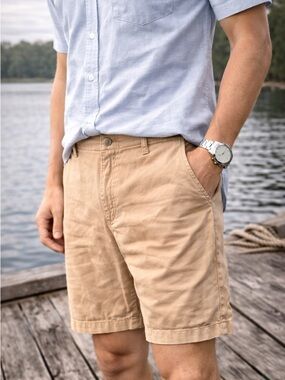 Rochas by Marcel Rochas MENS Linen Blend Woven Shorts Tan Size 37